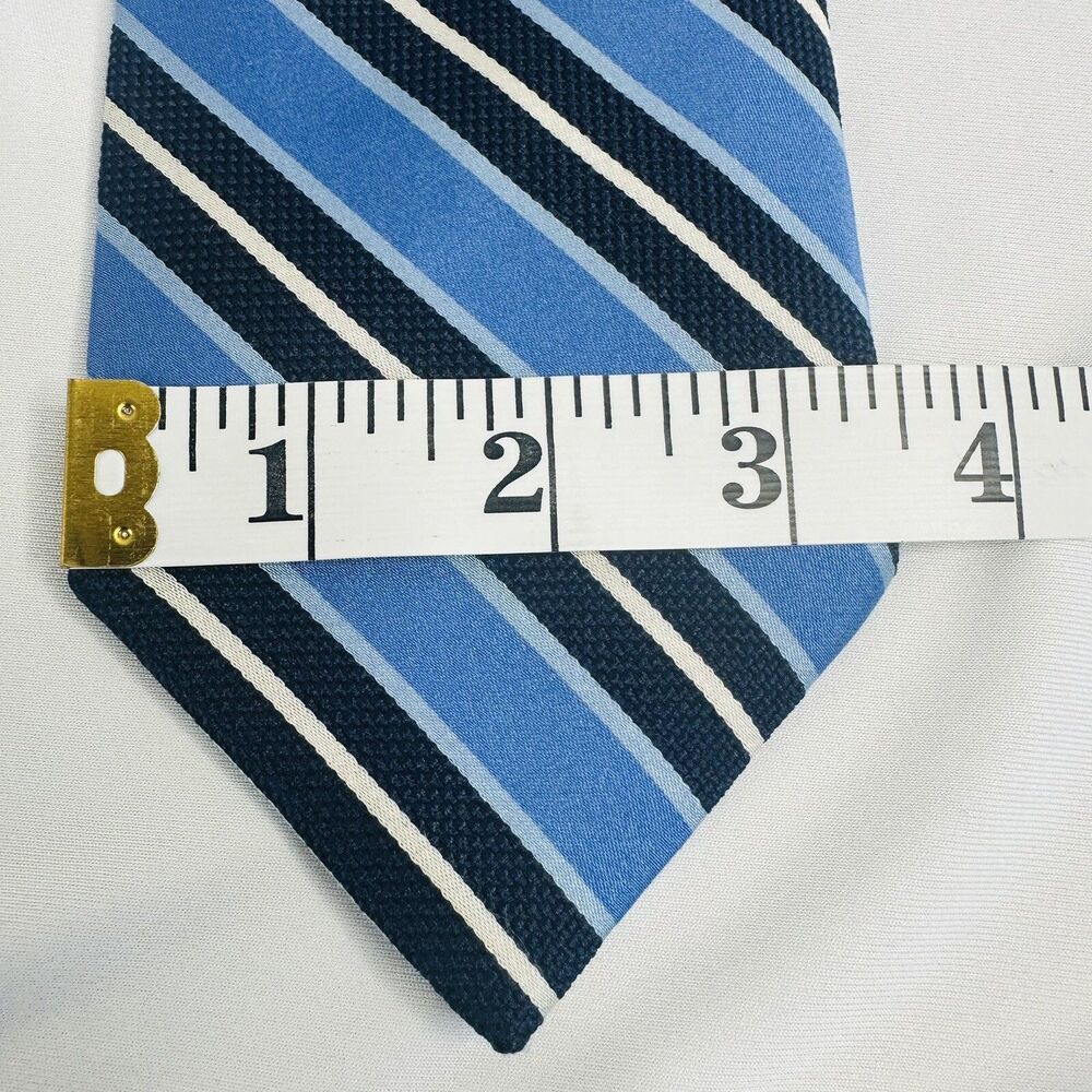 Brooks Brothers Makers and Merchants Men's 100% Silk Necktie Blue Striped Repp - Picture 6 of 7